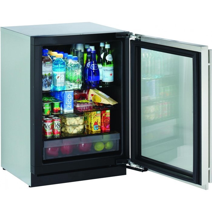 U-Line 24" Stainless Steel Glass Door Compact Refrigerator N2