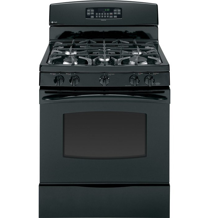 GE PGB910DETBB Profile 30" Black Gas Sealed Burner Range - Convection