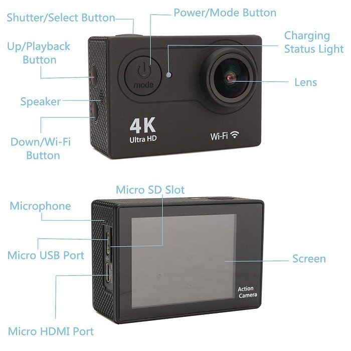 INSMA Ultra HD 1080P WIFI Waterproof Sports Action Camera 2.0 inch 4K WiFi Sport Action Camera DV Car DVR Outdoor... N2