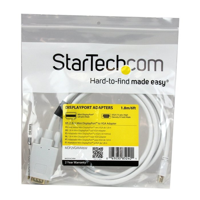 StarTech.com MDP2VGAMM6B 6-Feet Mini DisplayPort to VGA Adapter Cable for Mac/PC 1920x1200 - Black N7