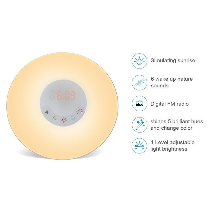 Emperor of Gadgets Sunrise Simulation Natural Sounds Wake-Up Alarm Clock Lamp/ Morning Wake-Up Alarm Light with... N3
