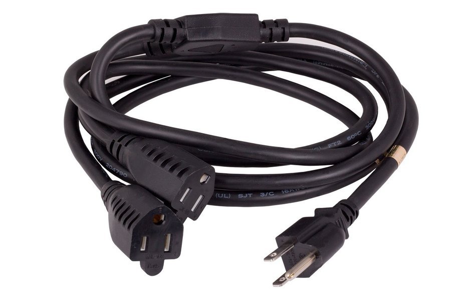 Cable Leader Power Cord Splitter Cable For 2 NEMA 5-15R to 1 NEMA 5-15P (14 inches / 14 AWG) N5