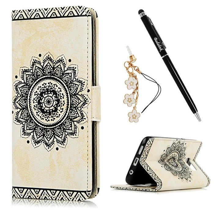 S7 Edge Case,Samsung Galaxy S7 Edge Case - Badalink 3D Embossed Flower Wallet Magnetic Flip Cover PU Leather Kickstand... N7