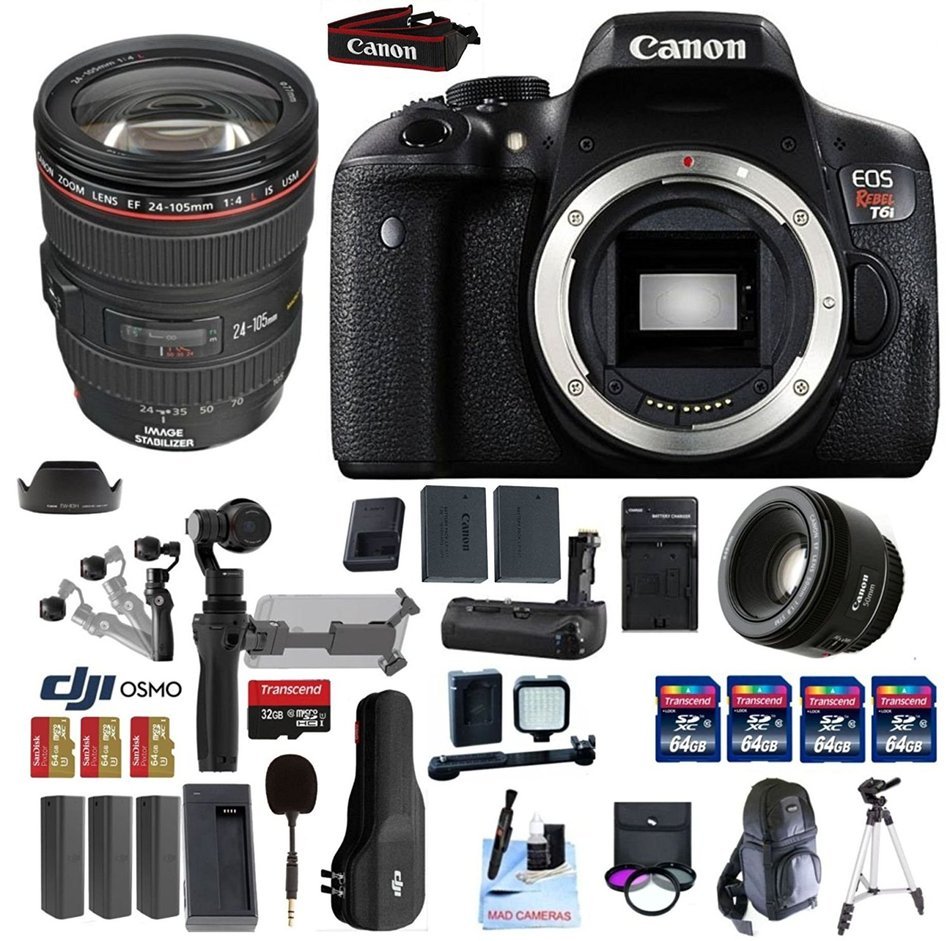 Professional Photographer / Videographer Kit - DJI OSMO 4K Starter Kit + Canon t6i DSLR + Canon 24-105mm f/4 L...