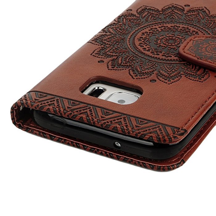 S7 Edge Case,Samsung Galaxy S7 Edge Case - Badalink 3D Embossed Flower Wallet Magnetic Flip Cover PU Leather Kickstand... N11