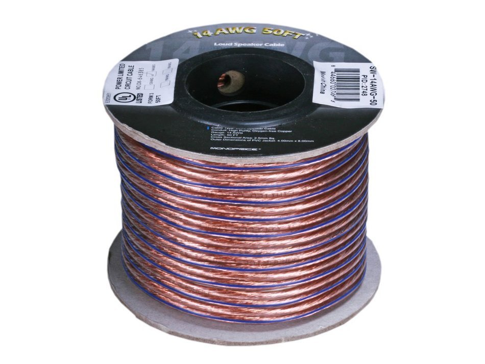 Monoprice 100ft 12AWG Enhanced Loud Oxygen-Free Copper Speaker Wire Cable N4