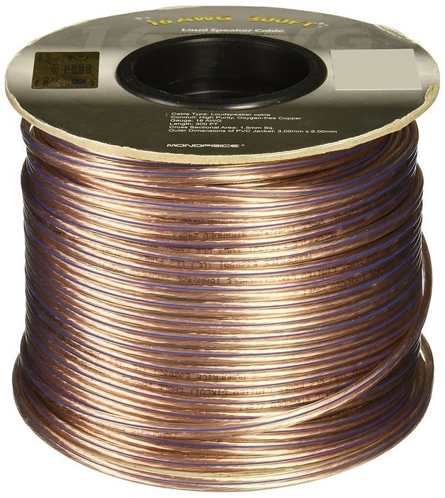 Monoprice 100ft 12AWG Enhanced Loud Oxygen-Free Copper Speaker Wire Cable N6
