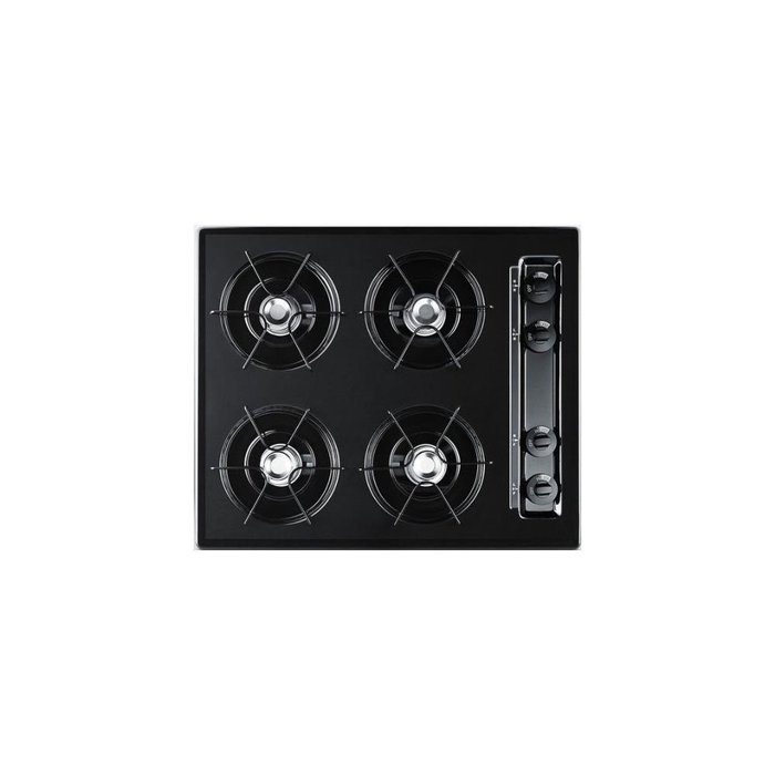 Summit TTL03P 24" Wide Gas Cooktop With Cordless (Battery) Ignition Porcelain Enameled Steel Grates Recessed Top...