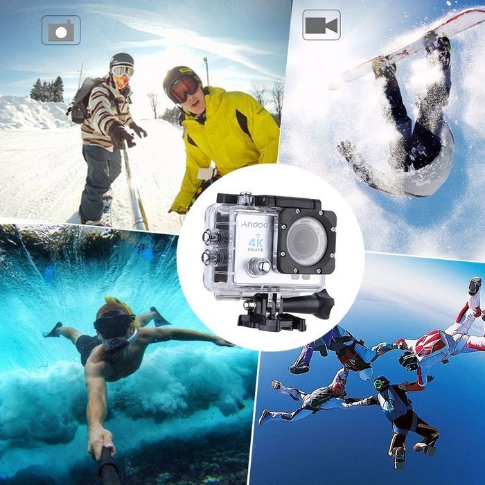 Andoer 2" Ultra-HD LCD 4K 25FPS 1080P 60FPS Wifi Cam FPV Video Output 16MP Action Camera 170&deg;Wide-Angle Lens with... N35