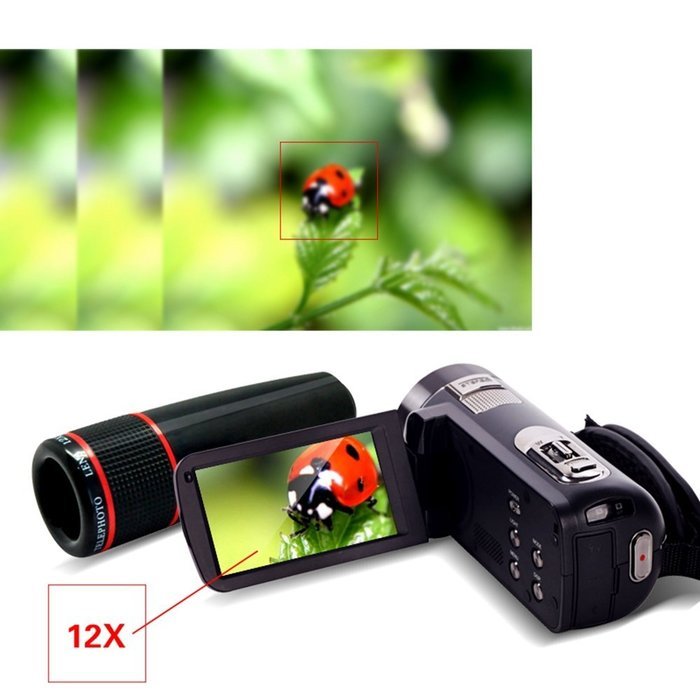 SEREER HDV-Z8 Home Camcorder 1080P Full HD Portable Camera 16X Digital Zoom Support Teleconverter Wide Angle 12x...