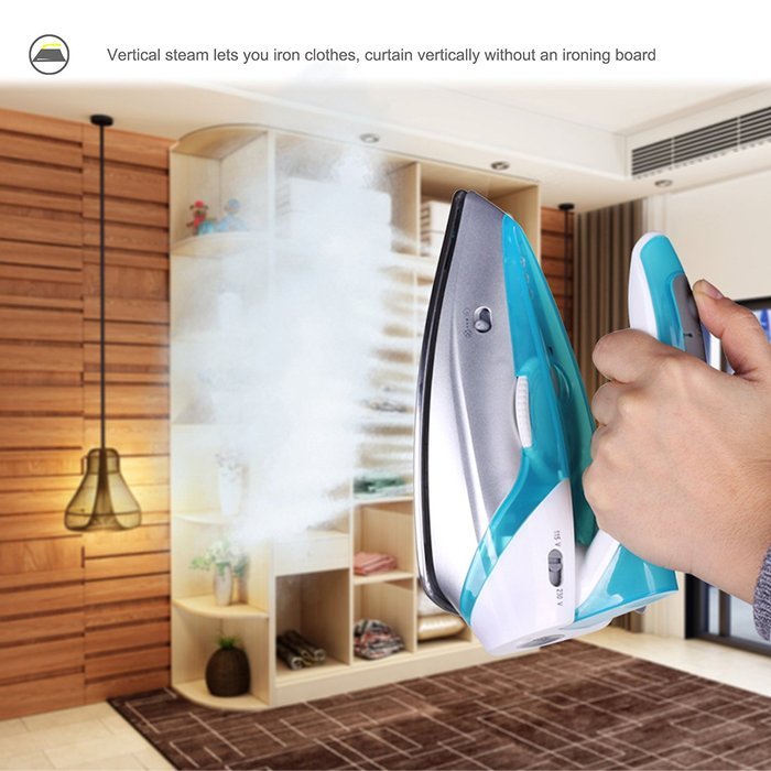 ZZ TI962-G Dual Voltage Travel Steam Iron with Stainless Steel Soleplate 1000 Watt, Blue N7