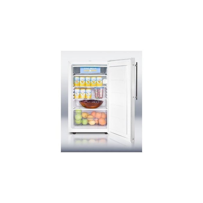 Summit CM411LBI7FR: Commercially listed 20" wide built-in undercounter refrigerator-freezer with a lock, custom... N2