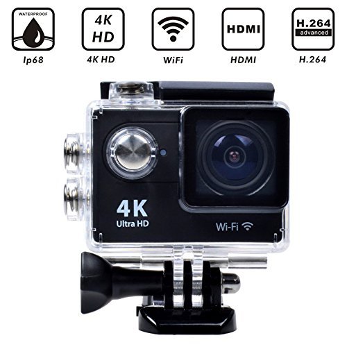 4k 1080P HD Waterproof Wifi Wireless Sports Action Camera with 2 inch LCD Screen- Black