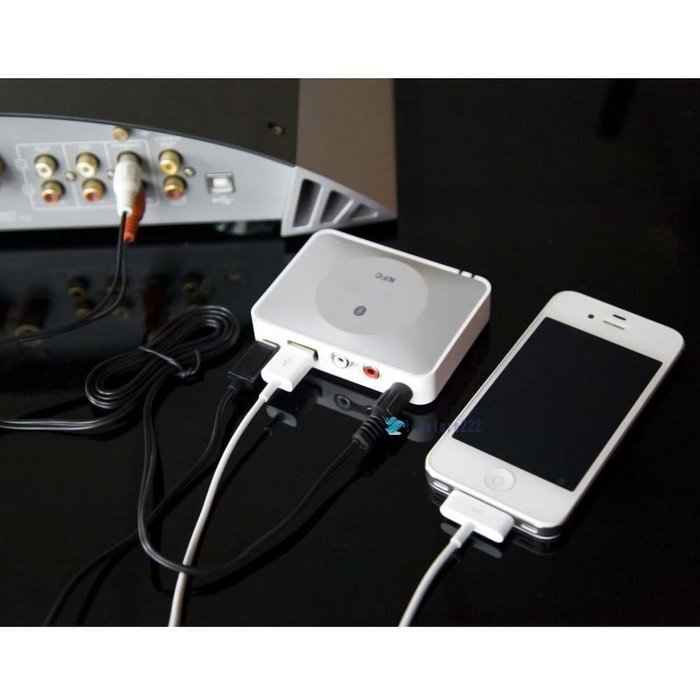 Wireless 3.5mm Bluetooth Audio Receiver Adapter For Sound System Stereo White TR