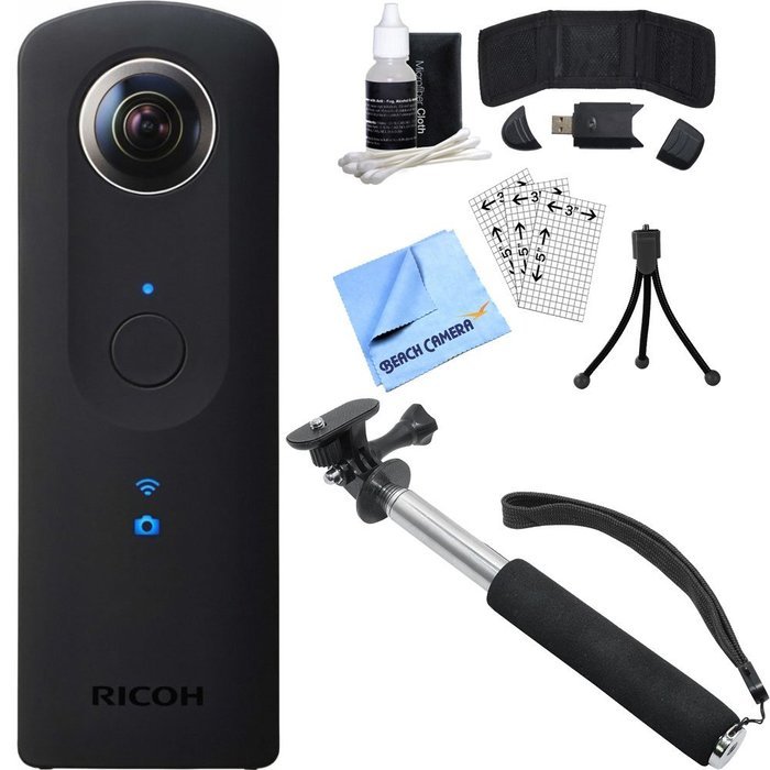 Ricoh Theta S 360-Degree Spherical Digital Camera Essential Accessory Bundle includes Camera, 43" Selfie Stick... N6