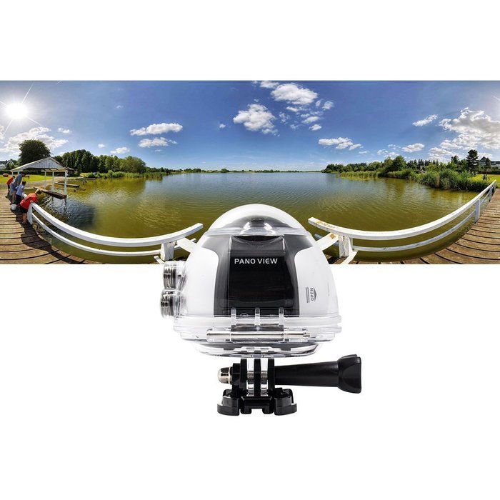 Homkm Full HD 360 Degree Panoramic VR Action Camera,Spherical Lens,3D, Waterproof, WIFI,Support VR Video Replay... N2