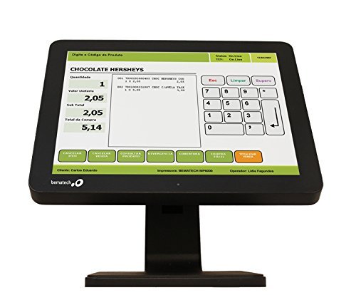 Bematech LE1015 POS Touch Screen Monitor, True Flat, Bezel Free, 15" LCD Size, Resistive Touch...