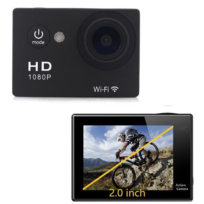 Legazone WIFI 2.0'' 12MP HD 1080P 170Wide Sports Camera Action DV + Shockproof Carrying Bag Waterproof Helmet...