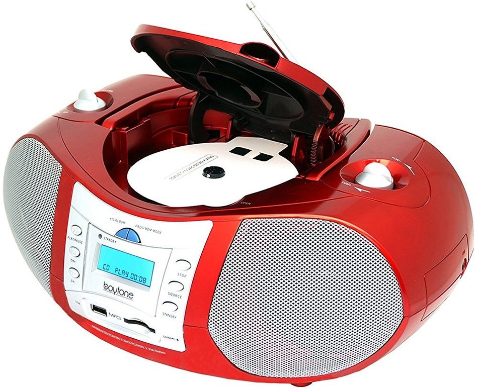 Boytone BT-6R CD Boombox Red Metallic color Edition Portable Music System with CD Player & USB/SD/MMC Slot, Digital... N4