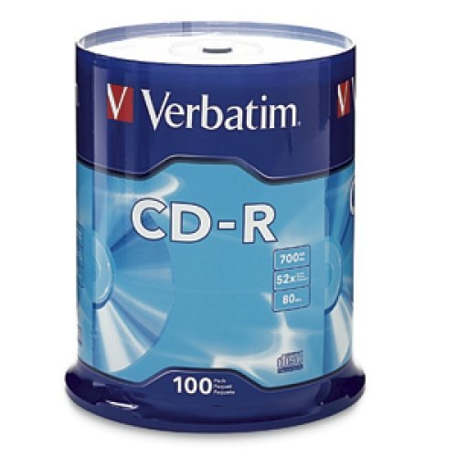 VER94554 - Verbatim CD-R 700MB 52X with Branded Surface - 100pk Spindle