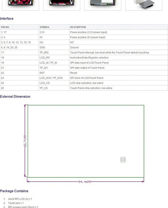 Waveshare Raspberry Pi LCD Display Module 4inch 320x480 (Pixel) TFT Resistive Touch Display... N4