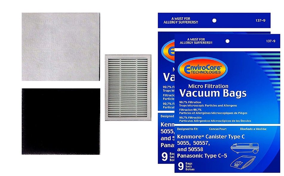 Envirocare Kenmore Mircrofiltration Canister Vacuum Bags - 50558, 5055, 50557 (18 bags) N2