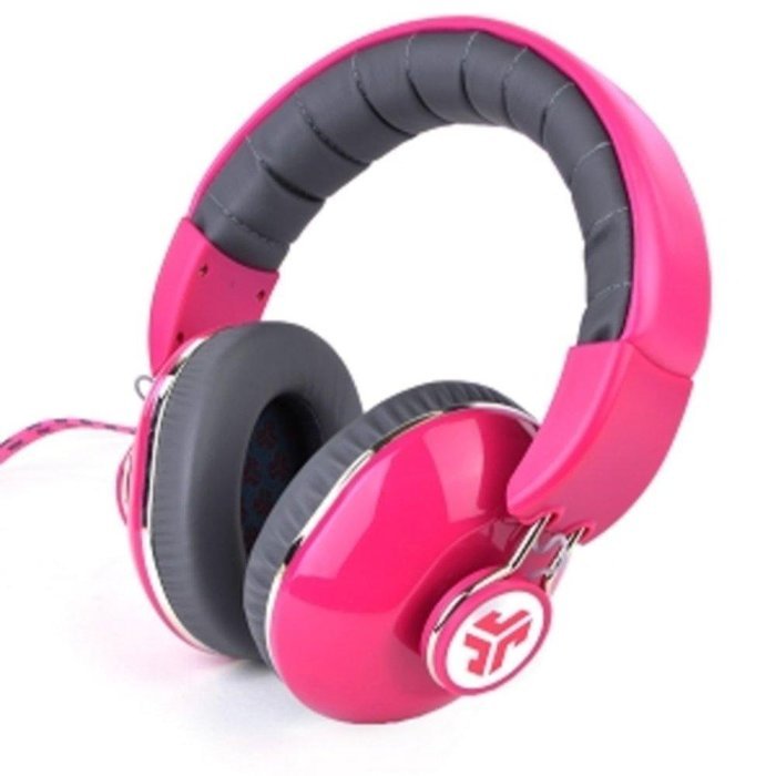 JLab Bombora Premium Over-Ear Headphones w/Detachable 3.5mm Flat Cable w/Inline Mic/Track Control (Passion Fruit...