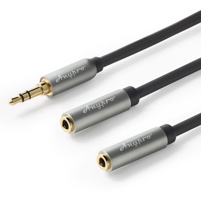 Anypro 3.5mm HiFi Auxiliary Audio Cable Bundle, Black (6Feet,3Feet,1Feet Splitter) N6