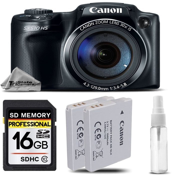Canon Power Shot SX510 HS Point-and-Shoot Camera 12.1 Megapixel, CMOS Sensor + 16GB Class 10 Memory Card + Backup... N2