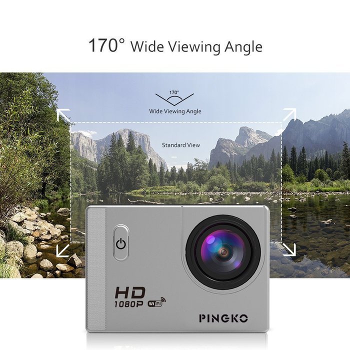 PINGKO F71 WIFI Full HD Sports Action Camera,1080P 30fps 12MP 2.0 Inch LCD Screen 170 Degree Wide Angle Lens Waterproof... N2