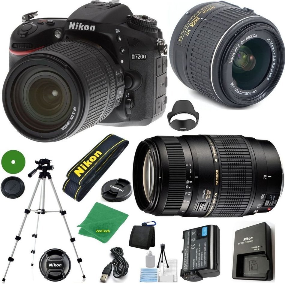 ZeeTech Ultimate Bundle for D7200 DSLR Body, 18-55mm VR Lens, Tamron 70-300mm DI LD Zoom, Tripod, 6pc Cleaning...