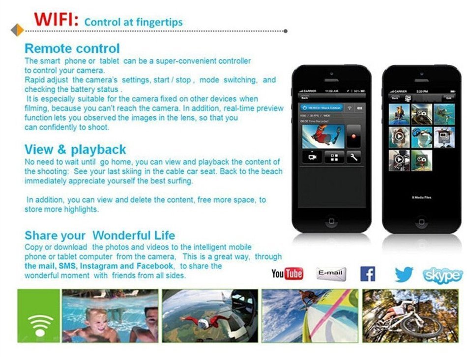Blueskysea Gitup Git2 Waterproof Sports Action Camera Wifi Novatek 96660 2k 1080p 30fps Full Hd for Sony Imx206... N3