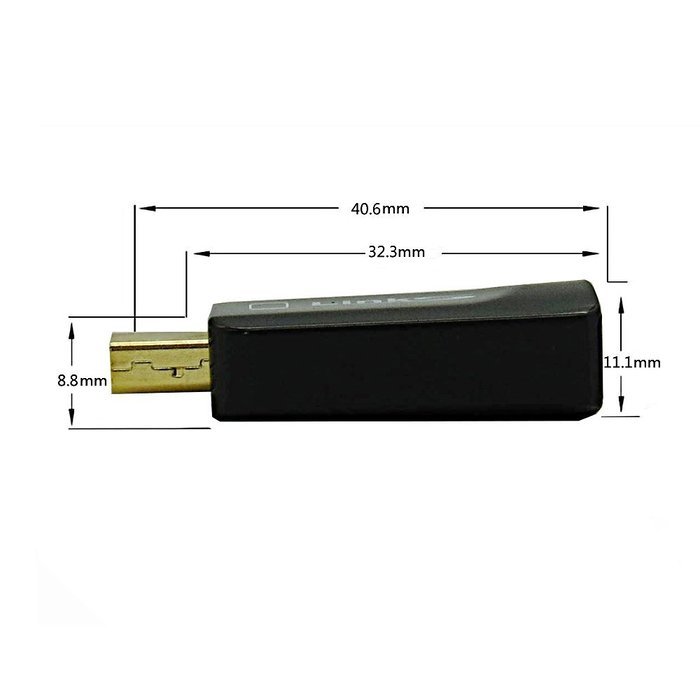 LinkS smallest Mini DisplayPort | Thunderbolt to HDMI Male to Female Adapter in black N2