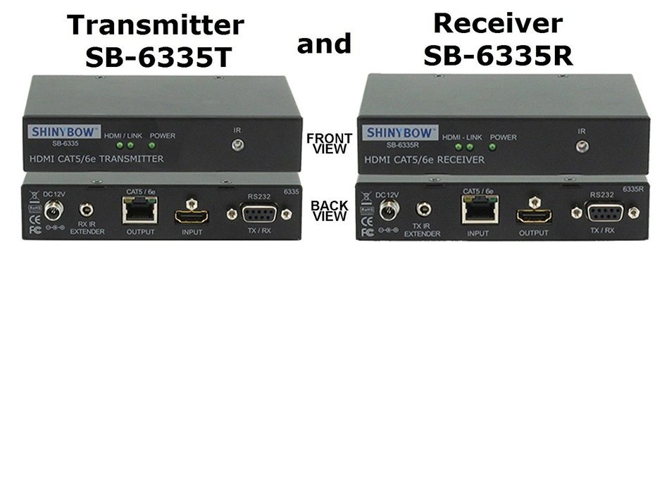Shinybow - SB-6335T&AMP;R - SB-6335T&R HDMI 1.4 over CAT5 Extender + IR/RS232 N4