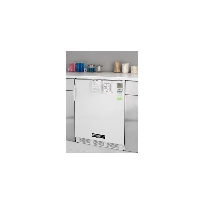 Summit FF7BILAB: Commercially approved built-in undercounter all-refrigerator in white with keypad lock, temperature...