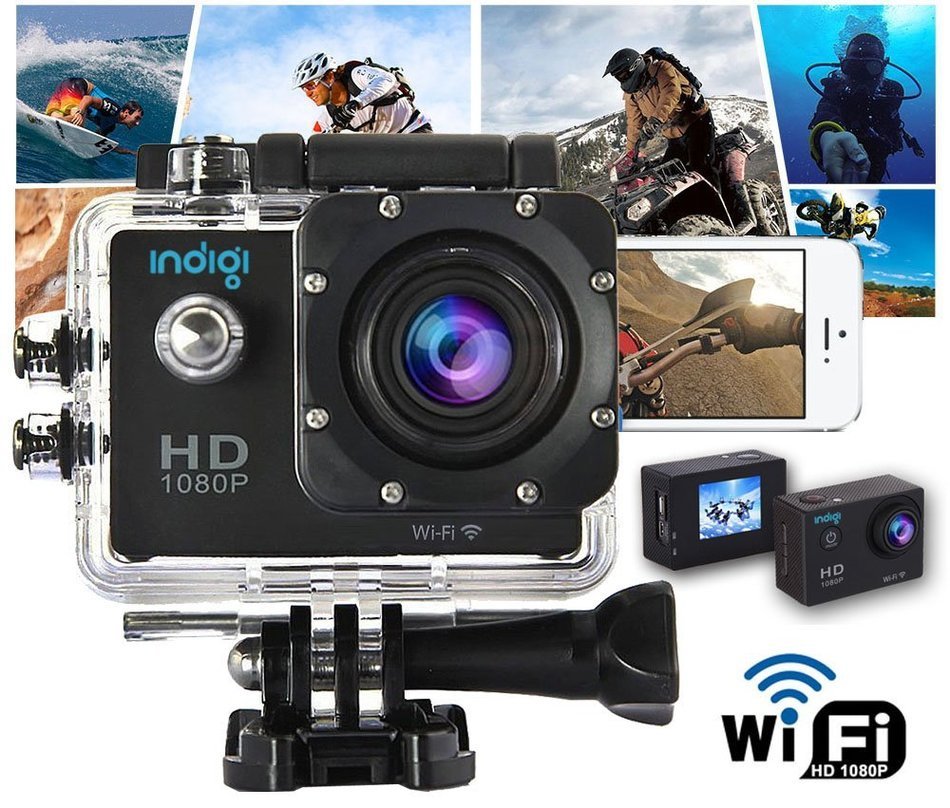 Indigi Waterproof HD 1080p WiFi Outdoor Sports DV Cam Video Recording WiFi Feature - Remote Shutter & View From...