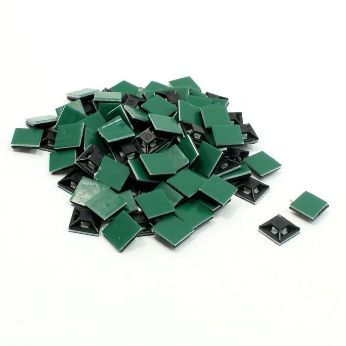 13mm x 13mm Plastic Cable Wire Tie Self Adhesive Base Black 100 Pieces