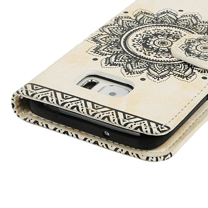 S7 Edge Case,Samsung Galaxy S7 Edge Case - Badalink 3D Embossed Flower Wallet Magnetic Flip Cover PU Leather Kickstand... N13