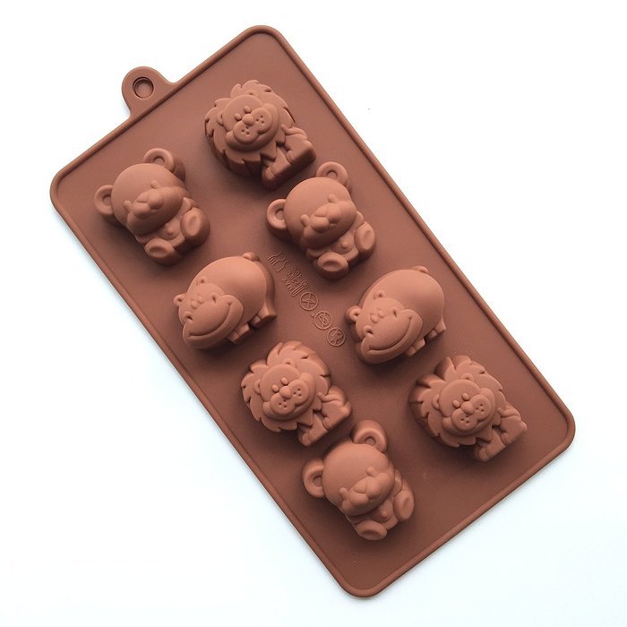 Always Your Chef 6-Cavity MINI Silicone Candy Molds & Chocolates Molds,Lion/Bear/Hippo Shaped, Random Color