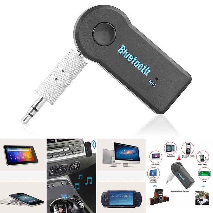 Wireless Bluetooth 3.5mm AUX Audio Stereo Music Home Car Receiver Adapter WI Mic Handfree