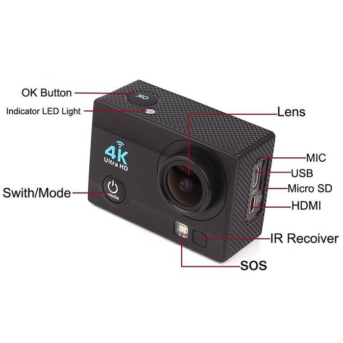Sports Action Camera 2 Inch Sport Video 4K WIFI Cam 16 MP Underwater Camcorder HD 1080P Wrist RF Remote Control... N7