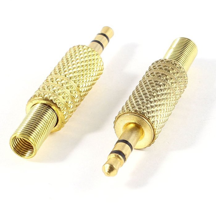 uxcell 2 Pcs Gold Tone Alloy 3.5mm 1/8" Male Jack Plug Coax Cable Audio Connector