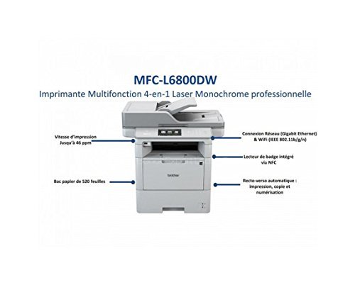 Mfc-L6800dw Wireless Monochrome All-In-One Laser Printer, Copy/fax/print/scan