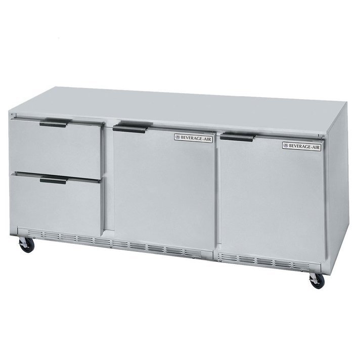 Three-Section 72in. Undercounter Refrigerator w/ 2 Drawers, UCRD72A-2