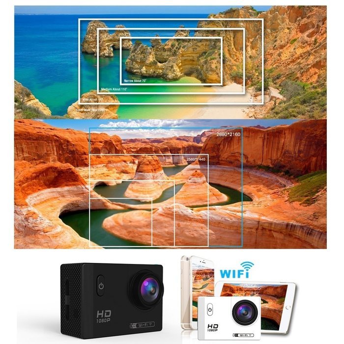 PULUZ F71 2.0 inch Screen 1080P 170 Degrees Wide Angle WiFi Sport Action Camera Camcorder with Waterproof Housing... N3