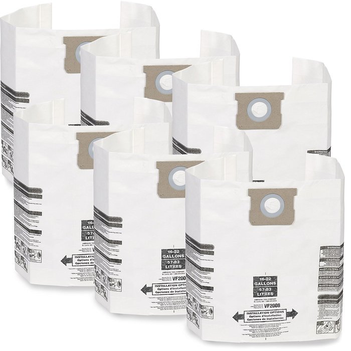 Multi-Fit Wet Dry Vacuum Bags VF2008 General Dust Filter Bag (3 Shop Vacuum Bags), Bag Filter For Most 15-Gallon...