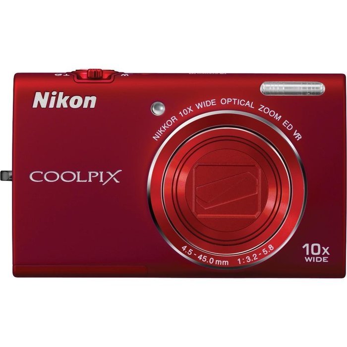 Nikon COOLPIX S6200 16 MP Digital Camera with 10x Optical Zoom NIKKOR ED Glass Lens and HD 720p Video (Red)