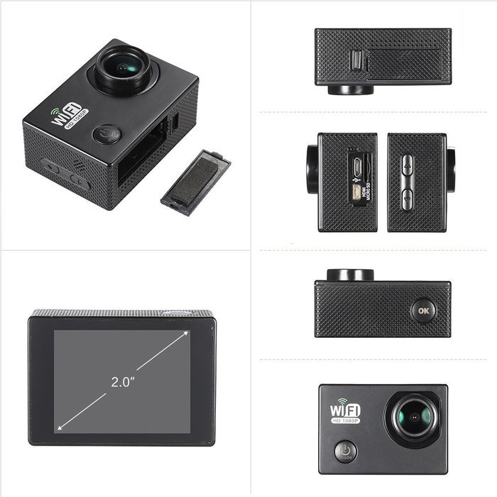 Andoer&reg; Wifi Action Sports Camera DV Cam Full HD 2.0" LCD 12MP 1080P 30FPS 140 Degree Wide Lens Waterproof for... N11