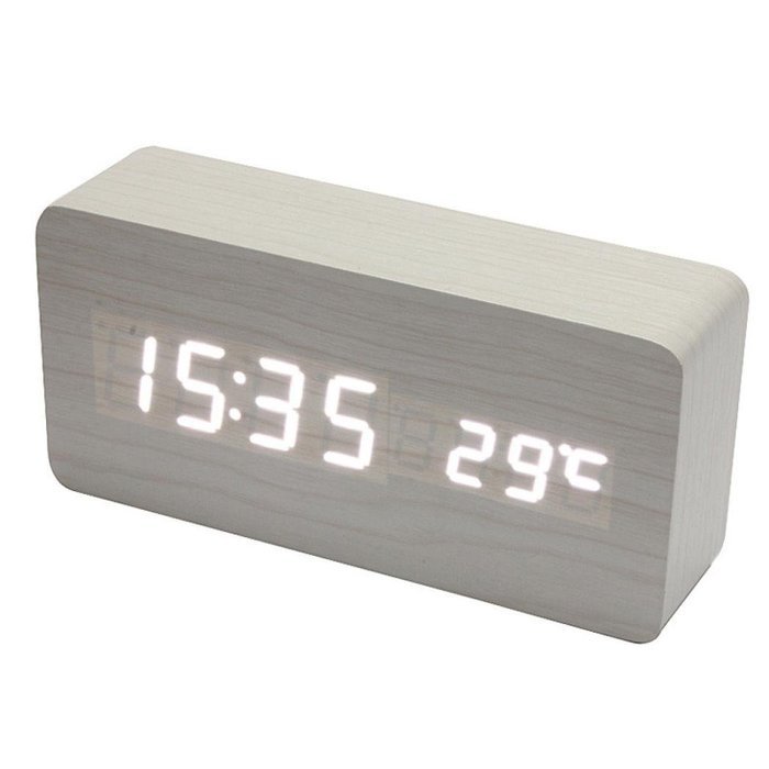 DZT1968&reg; Wooden LED Electronic Desktop Digital Alarm Clock With Temperature N7