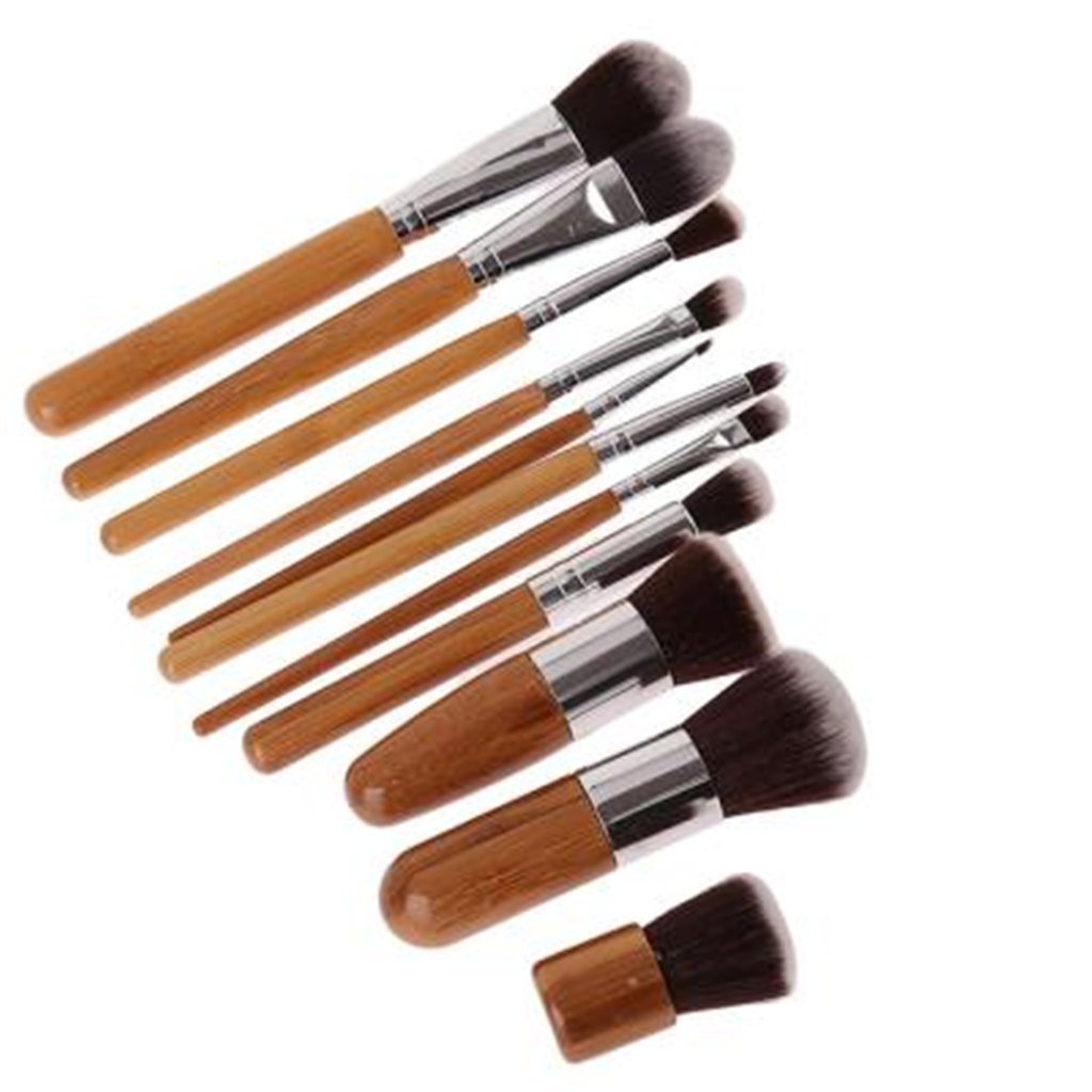 ShungHO 11pcs Bamboo Handle Cosmetic Makeup Brush Set Perfect for Use ...